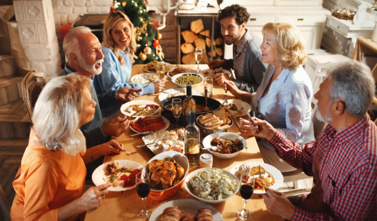 family having dinner