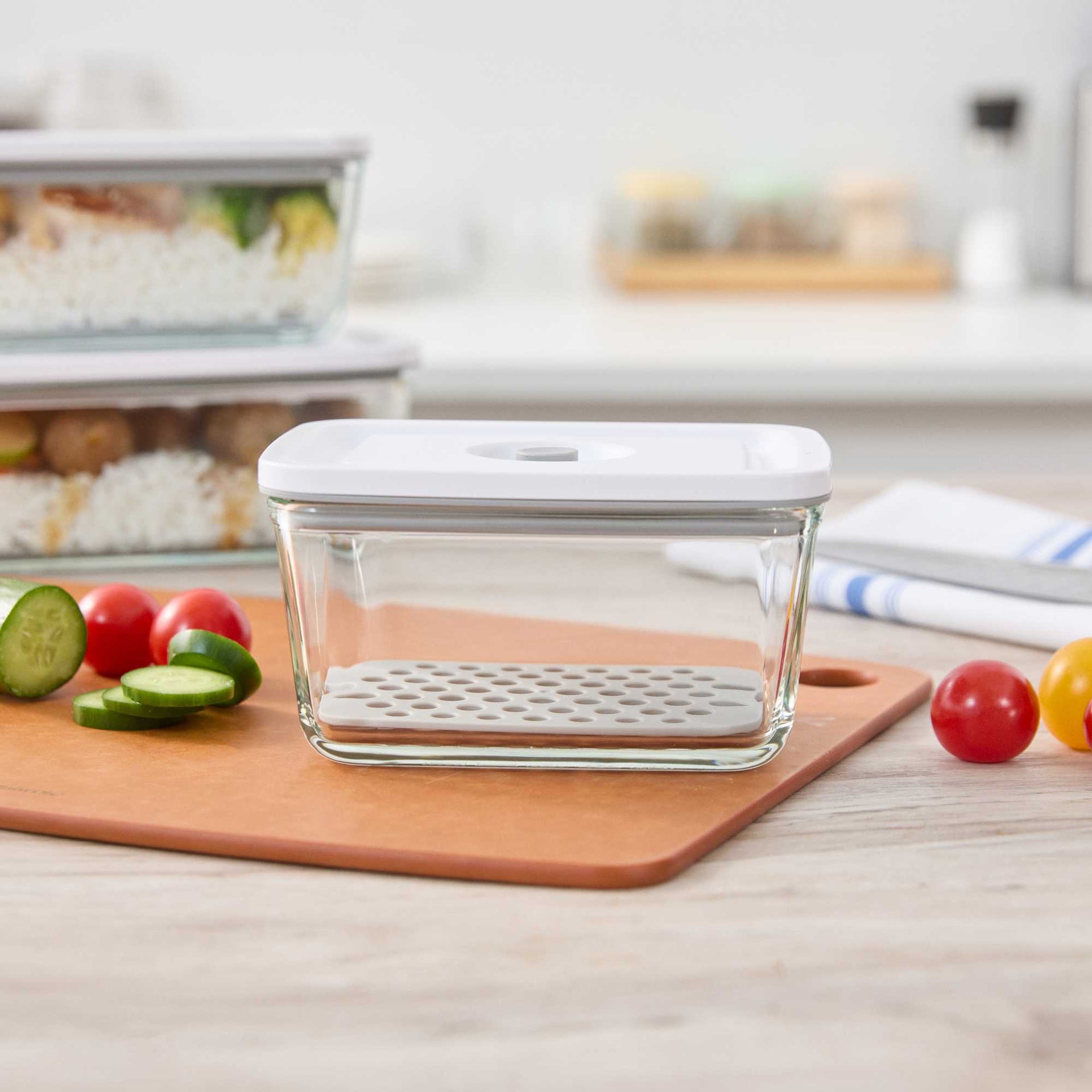 Fresh Hero 20 oz Rectangle Glass Vacuum Food Storage Containers - BPA-Free - 1 count box