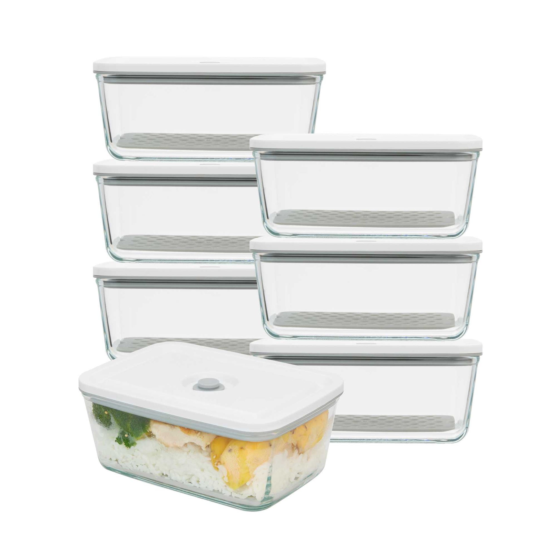Fresh Hero 34 oz Rectangle Glass Vacuum Food Storage Containers - BPA-Free - 1 count box