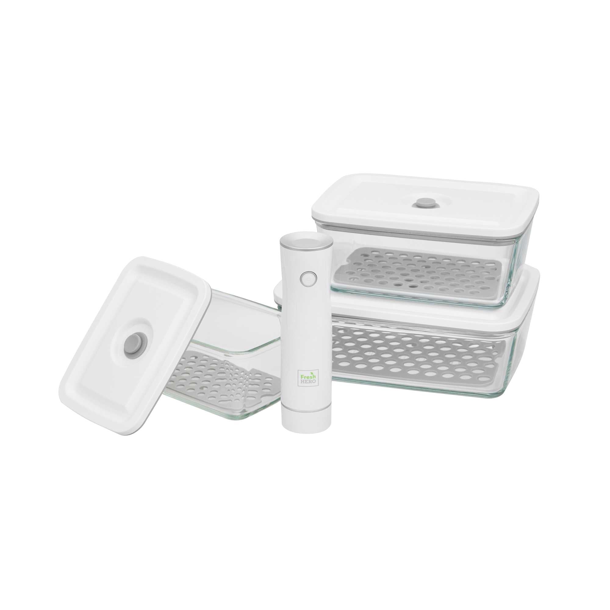 Fresh Hero Vacuum Food Storage Container Set - with Handheld Sealer Pump, BPA-Free - 1 count box