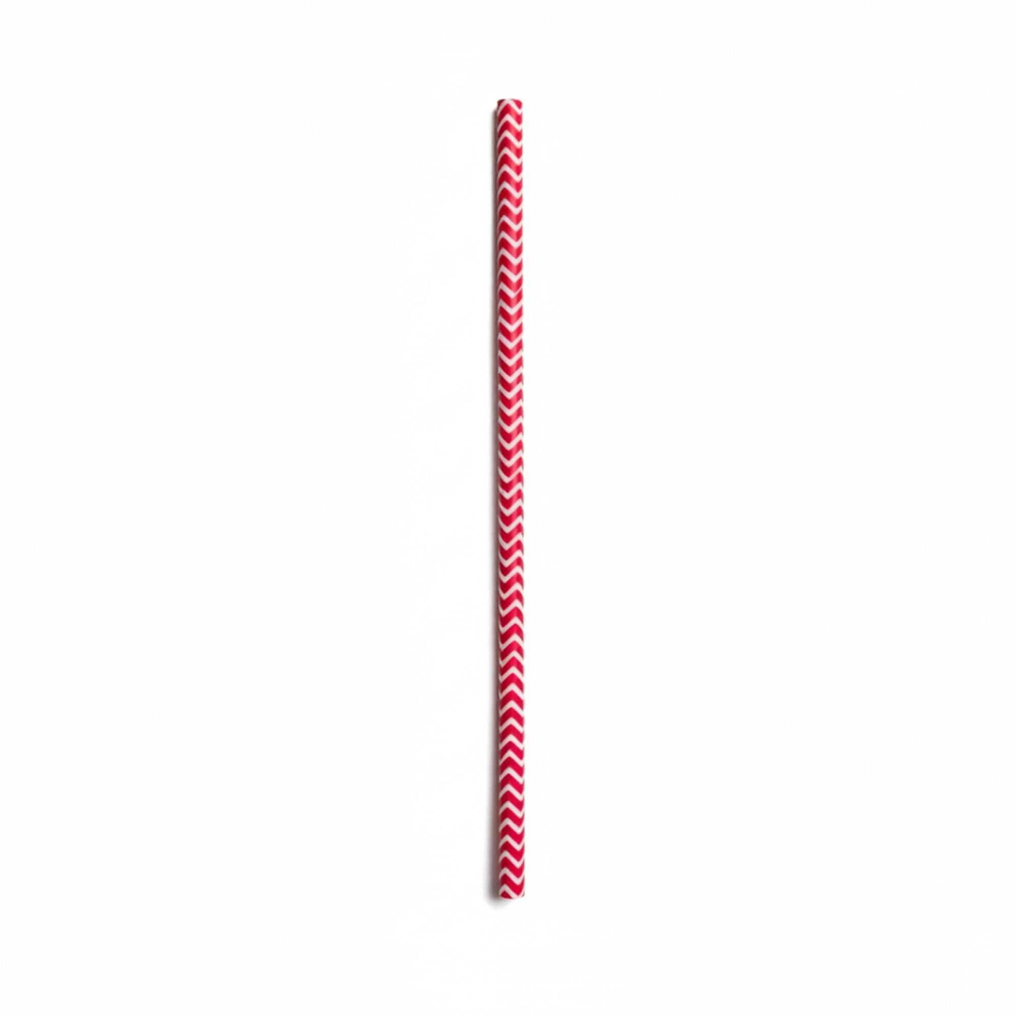 Bev Tek Red Paper Straw - Zig Zags, Biodegradable, 6mm - 7 3/4" - 100 count box