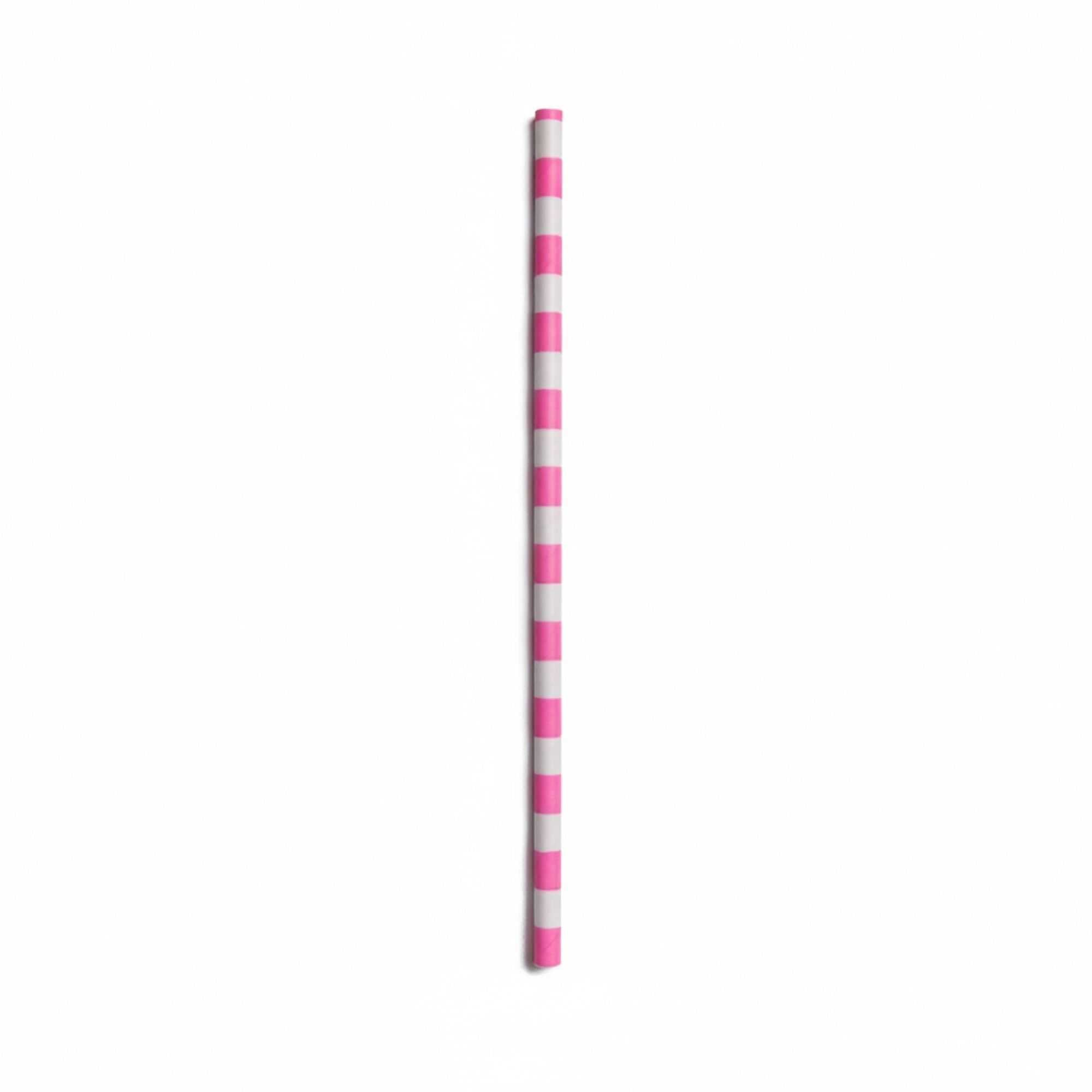 Bev Tek Pink Paper Straw - Ring, Biodegradable, 6mm - 7 3/4" - 100 count box
