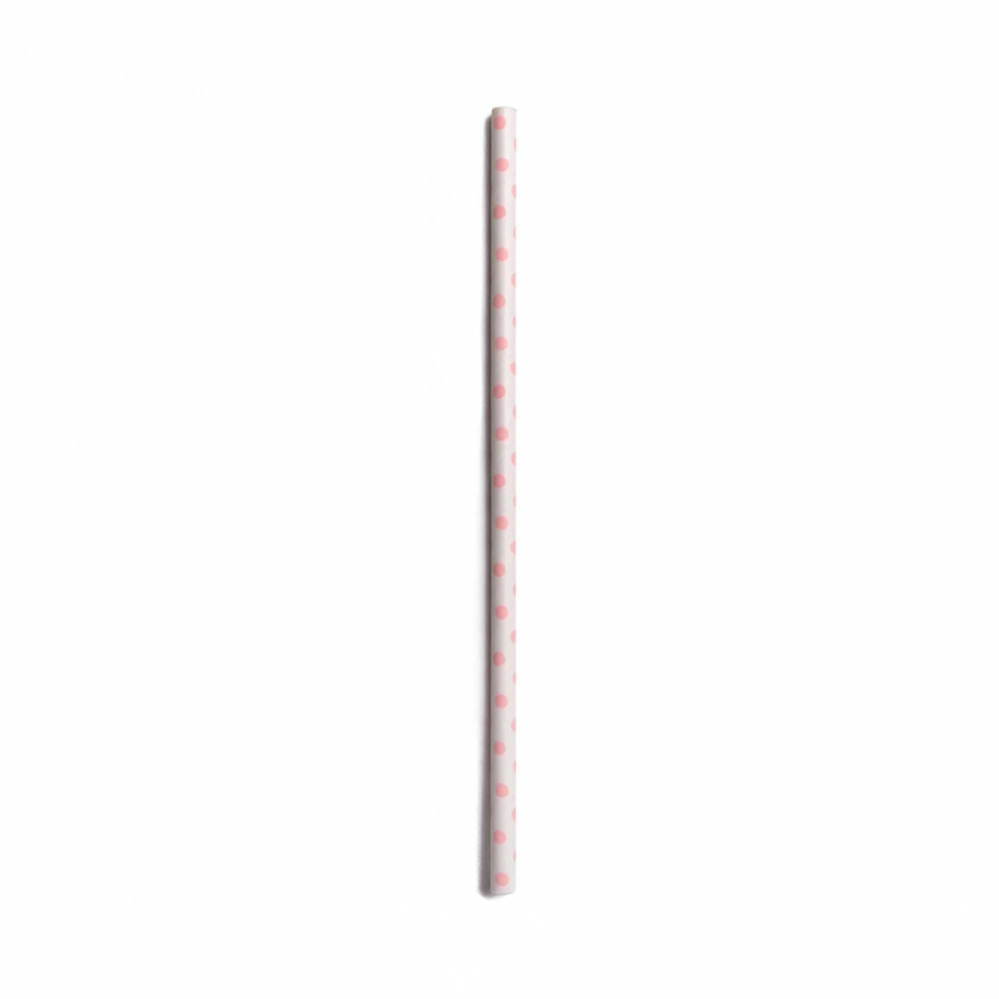Bev Tek Pink Paper Straw - Polka Dots, Biodegradable, 6mm - 7 3/4" - 100 count box