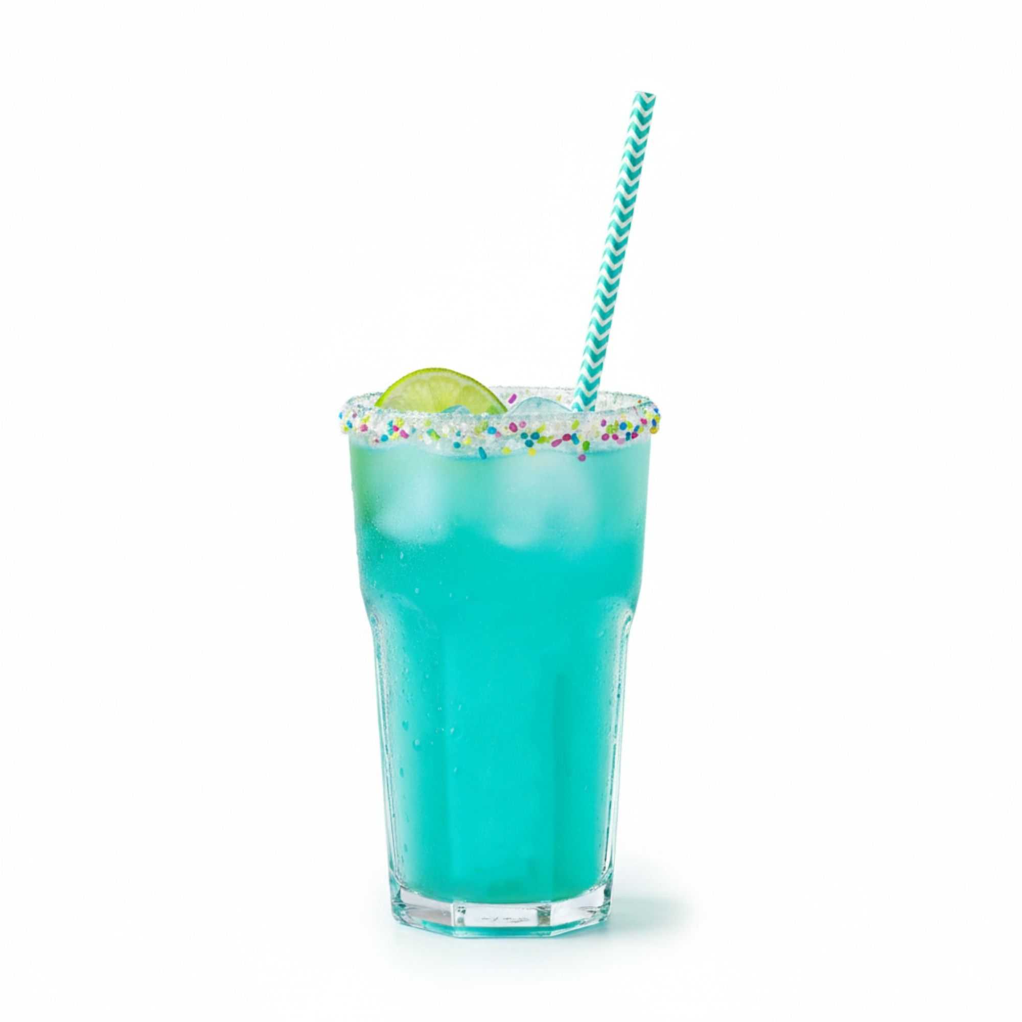 Bev Tek Turquoise Paper Straw - Zig Zags, Biodegradable, 6mm - 7 3/4" - 100 count box