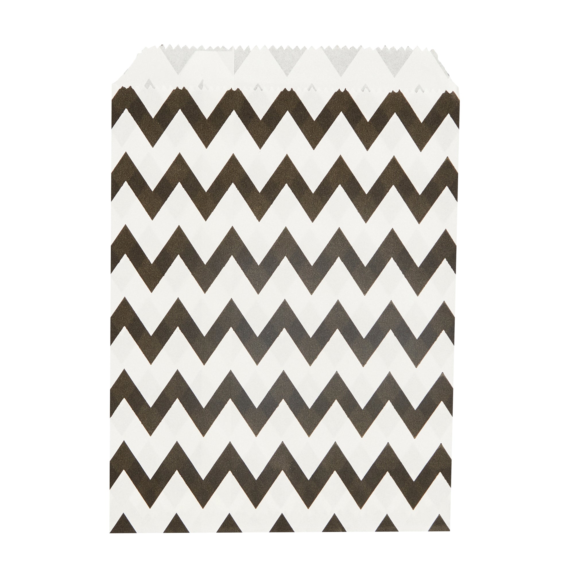 Bag Tek Rectangle Black Paper Bag - Zig Zags - 7" x 5" - 100 count box