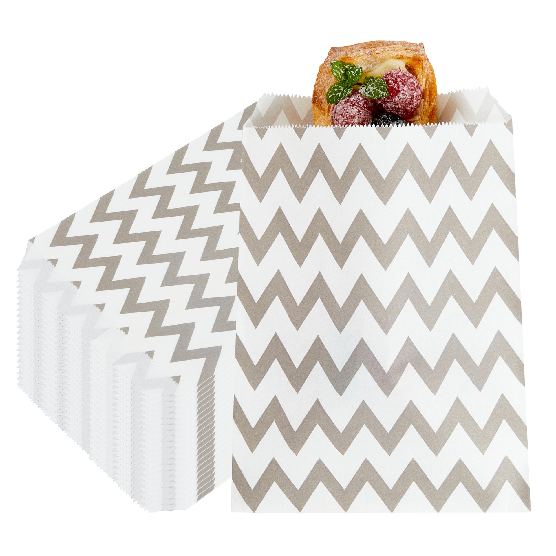 Bag Tek Rectangle Gray Paper Bag - Zig Zags - 7" x 5" - 100 count box