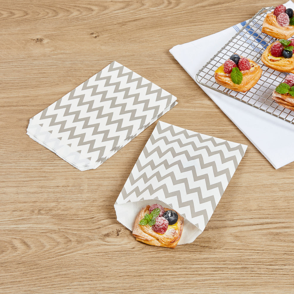 Rectangle Gray Paper Bag Zig Zags 7" x 5" 100 count box