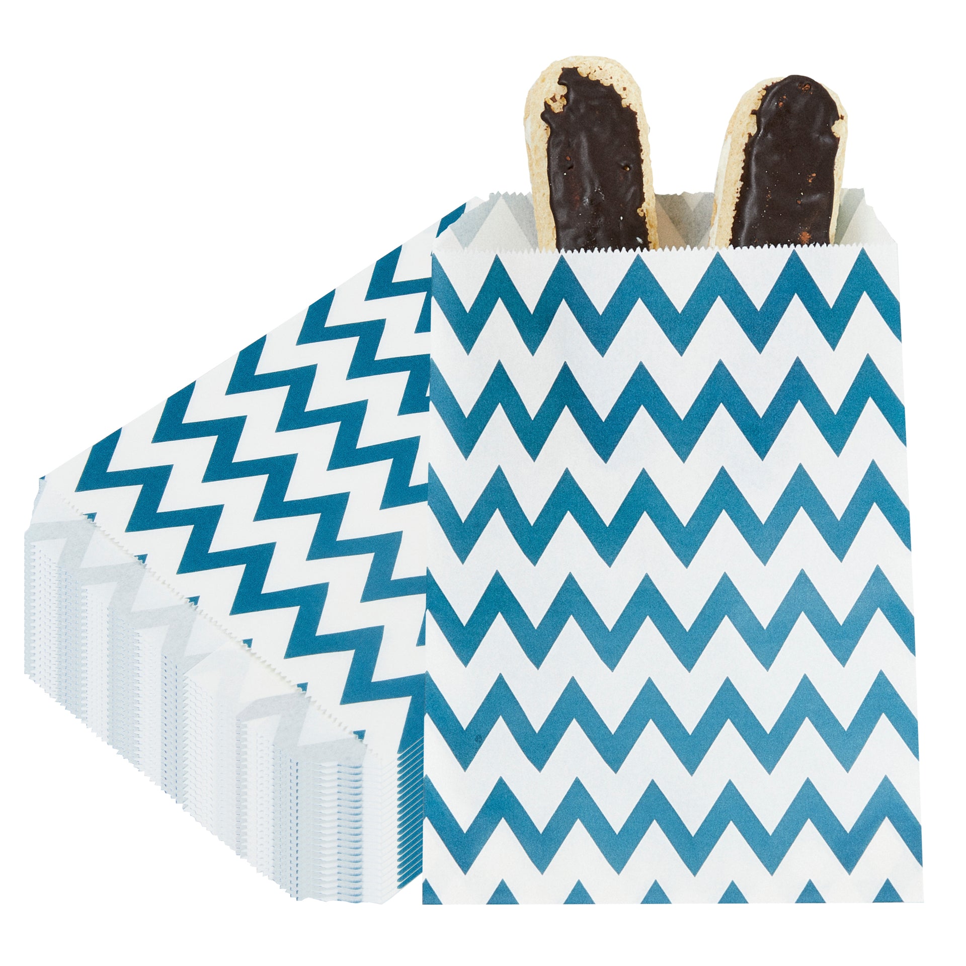 Bag Tek Rectangle Navy Blue Paper Bag - Zig Zags - 7" x 5" - 100 count box