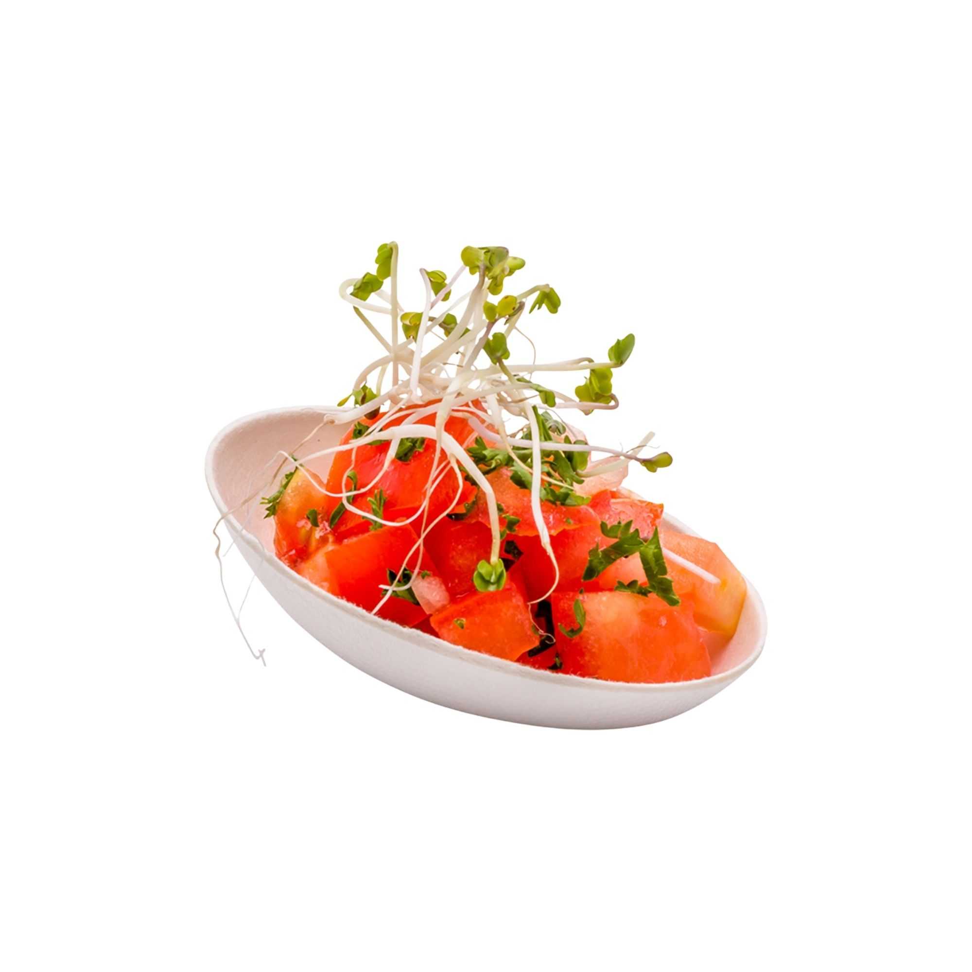 Pulp Tek Egg-Shaped White Sugarcane / Bagasse Tasting Dish - 3 1/4" x 2" x 1" - 2000 count box