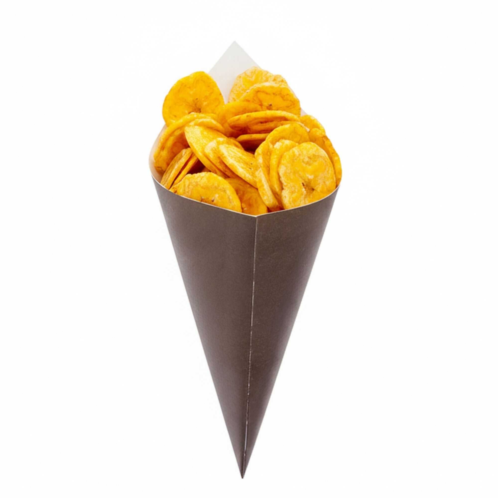 Cone Tek Black Paper Food Cone - 9 1/2" x 4 1/2" - 100 count box