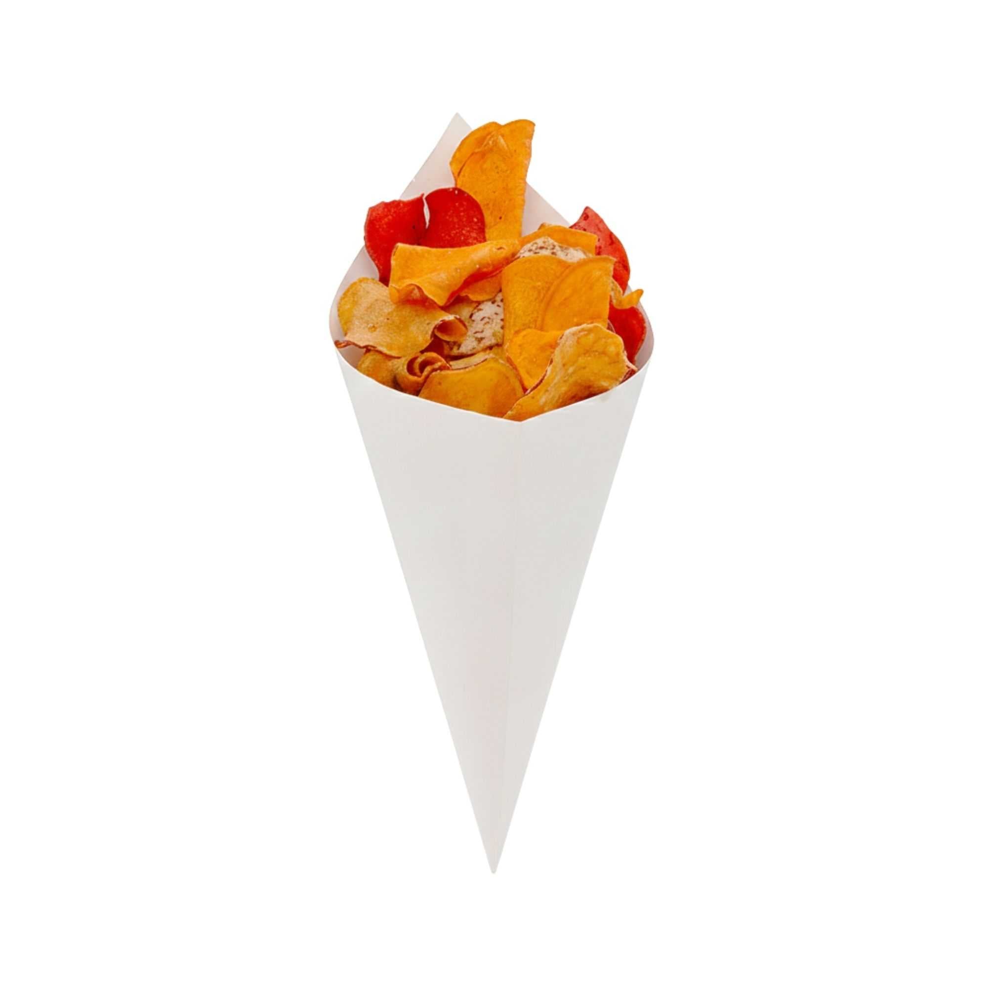 Cone Tek White Paper Food Cone - 9 1/2" x 4 1/2" - 100 count box