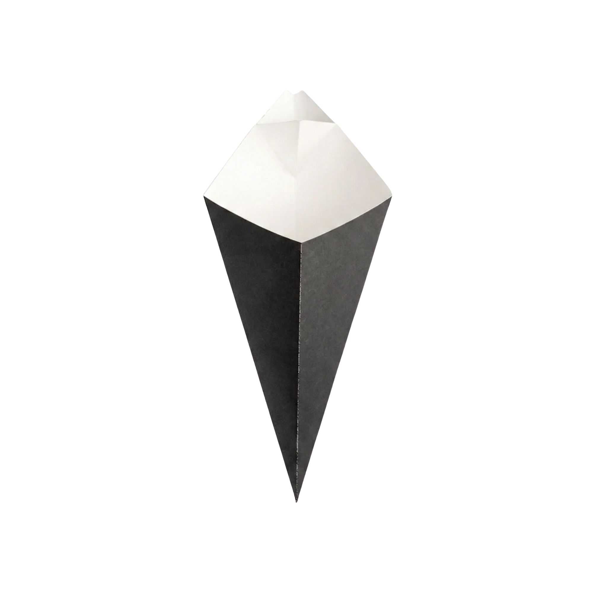 Cone Tek Black Paper Food Cone - with Dipping Pocket - 9 1/2" x 5 1/2" - 100 count box