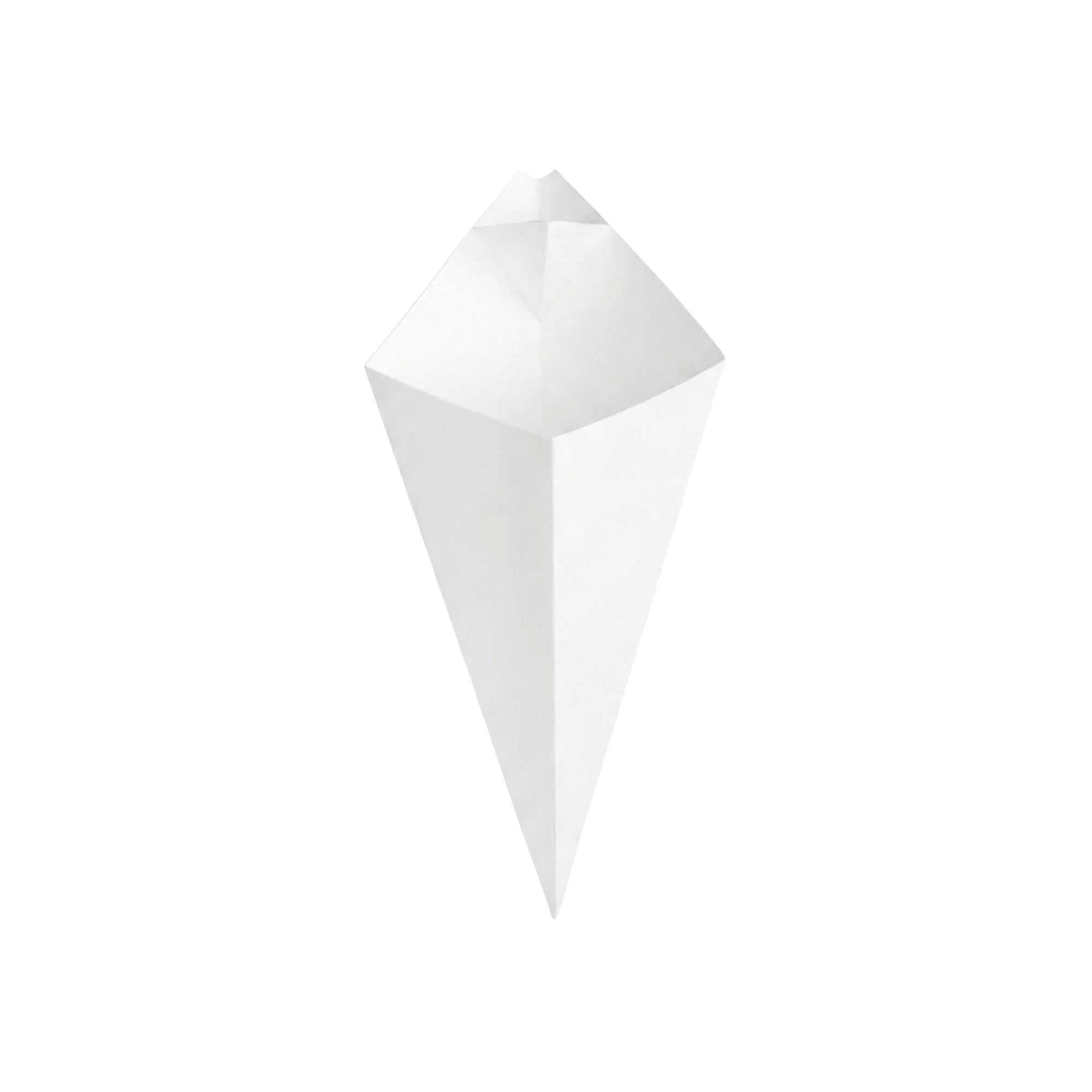 Cone Tek White Paper Food Cone - with Dipping Pocket - 9 1/2" x 5 1/2" - 100 count box