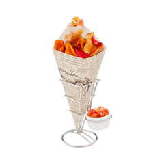 Cone Tek Newsprint Paper Food Cone - with Dipping Pocket - 9 1/2