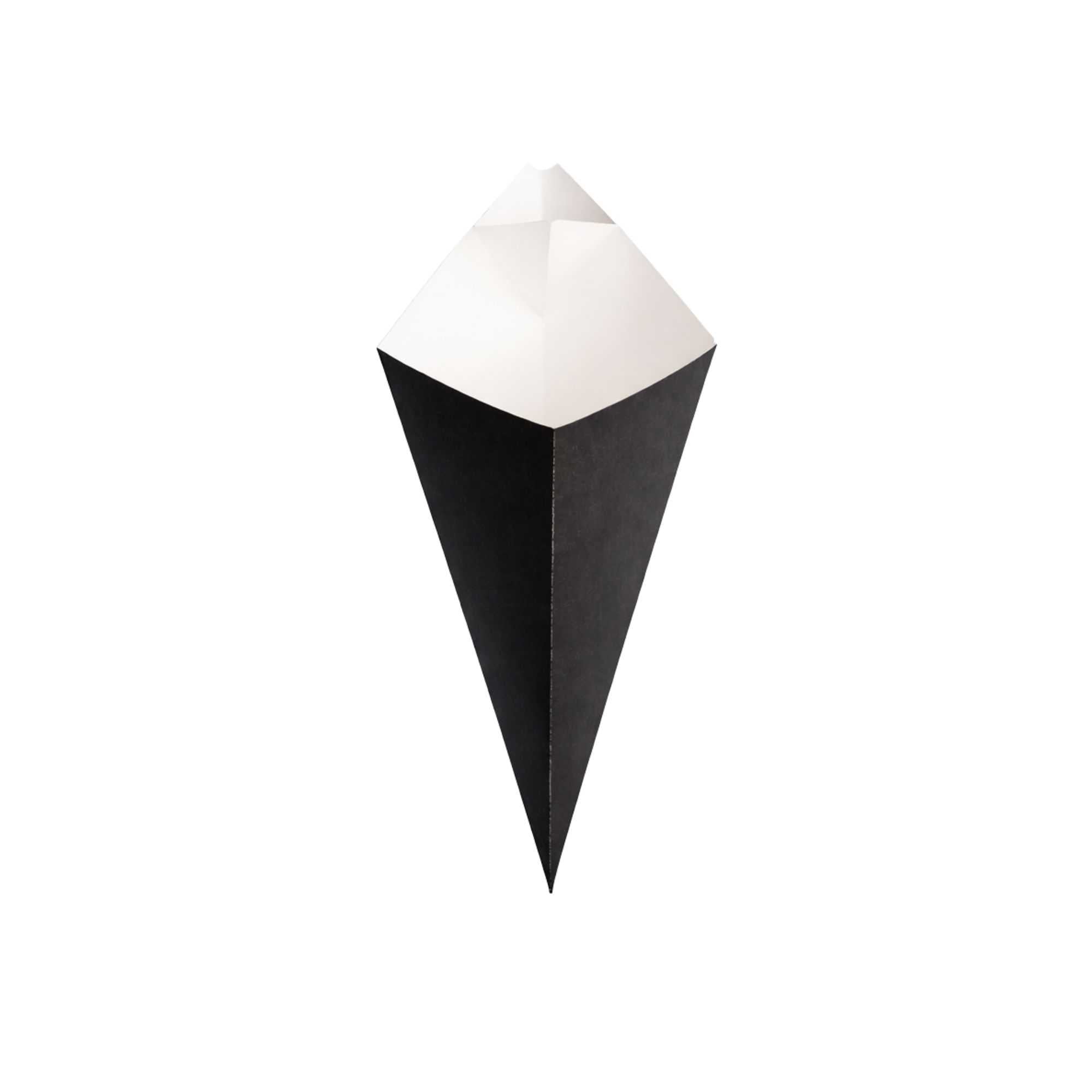 Cone Tek Black Paper Food Cone - with Dipping Pocket - 11" x 6 1/2" - 100 count box