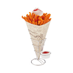 Cone Tek Newsprint Paper Food Cone - with Dipping Pocket - 11