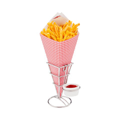 Cone Tek Picnic Print Paper Food Cone - with Dipping Pocket - 11