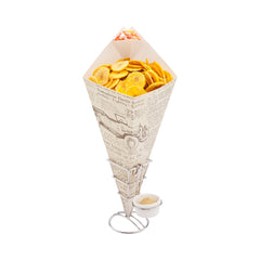 Cone Tek Newsprint Paper Food Cone - with Dipping Pocket - 15