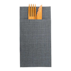 Luxenap Square Black Paper Napkin - Air Laid, Kangaroo, with White Threads - 15 3/4