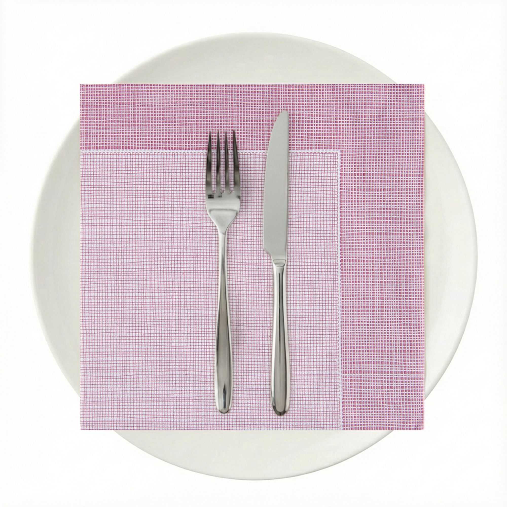 Luxenap Square White Paper Napkin - Super Lux, with Burgundy Threads - 15 3/4" x 15 3/4" - 600 count box
