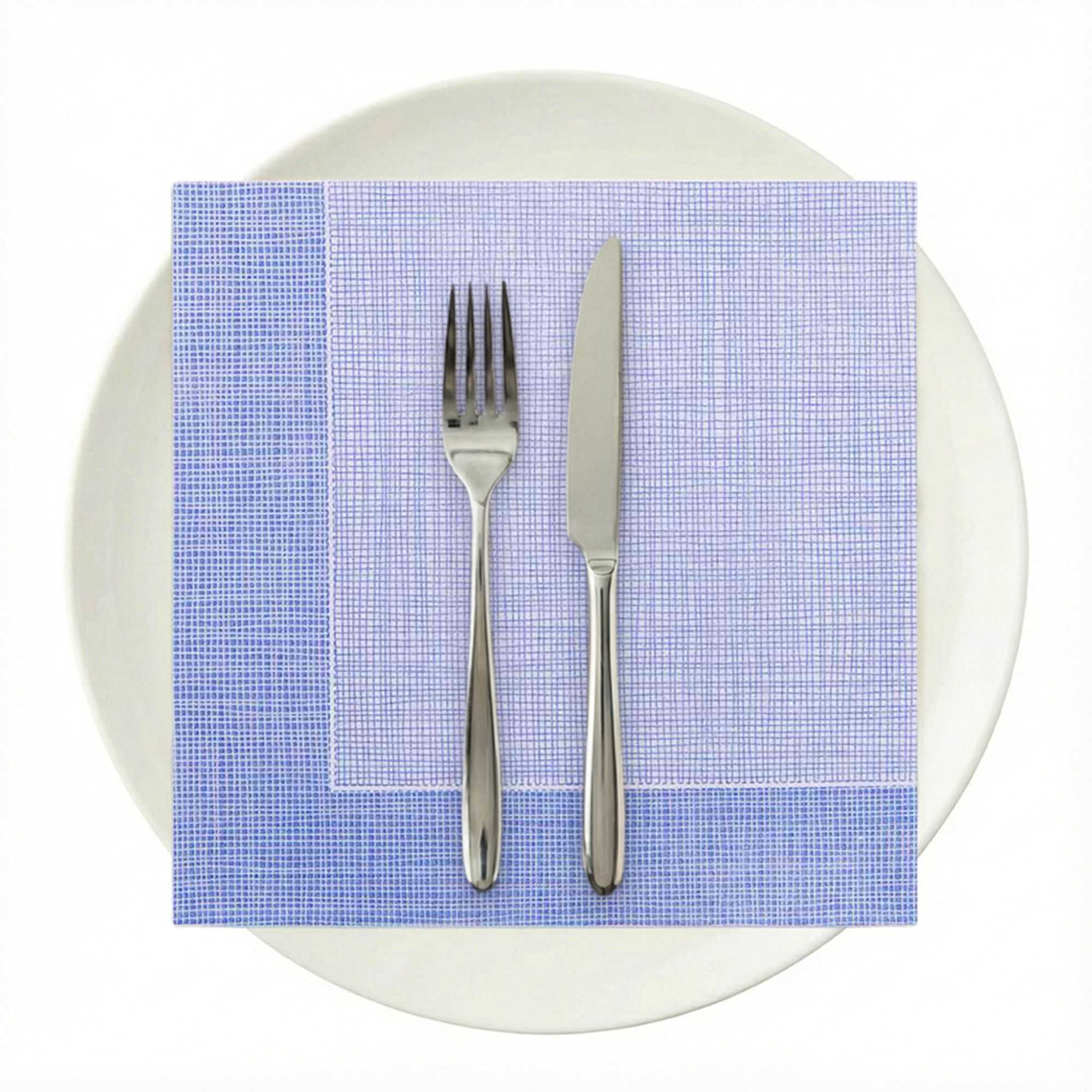 Luxenap Square White Paper Napkin - Super Lux, with Blue Threads - 15 3/4" x 15 3/4" - 600 count box