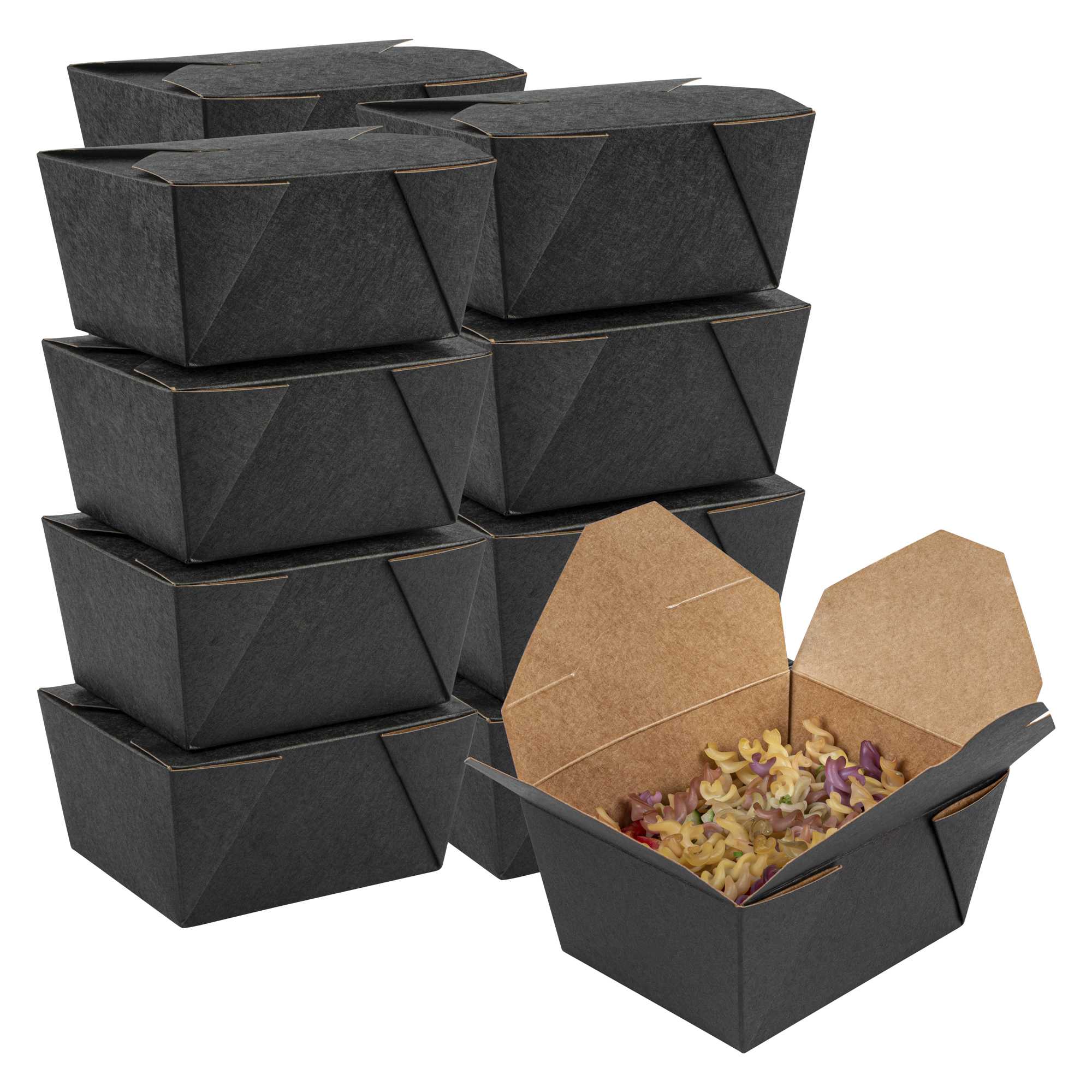 Bio Tek 30 oz Rectangle Black Paper #1 Bio Box Take Out Container - 5" x 4" x 2 1/2" - 200 count box