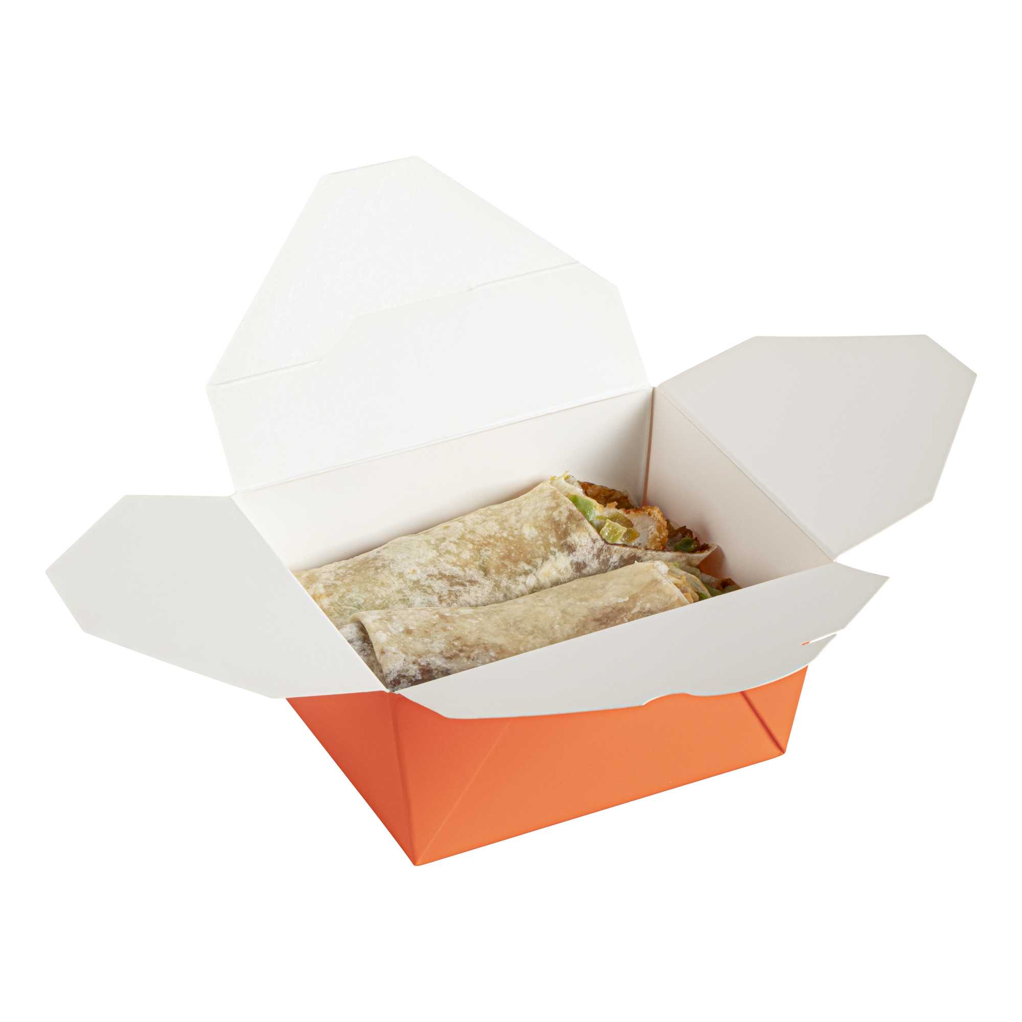 Bio Tek 30 oz Rectangle Tangerine Orange Paper #1 Bio Box Take Out Container - 5" x 4" x 2 1/2" - 200 count box