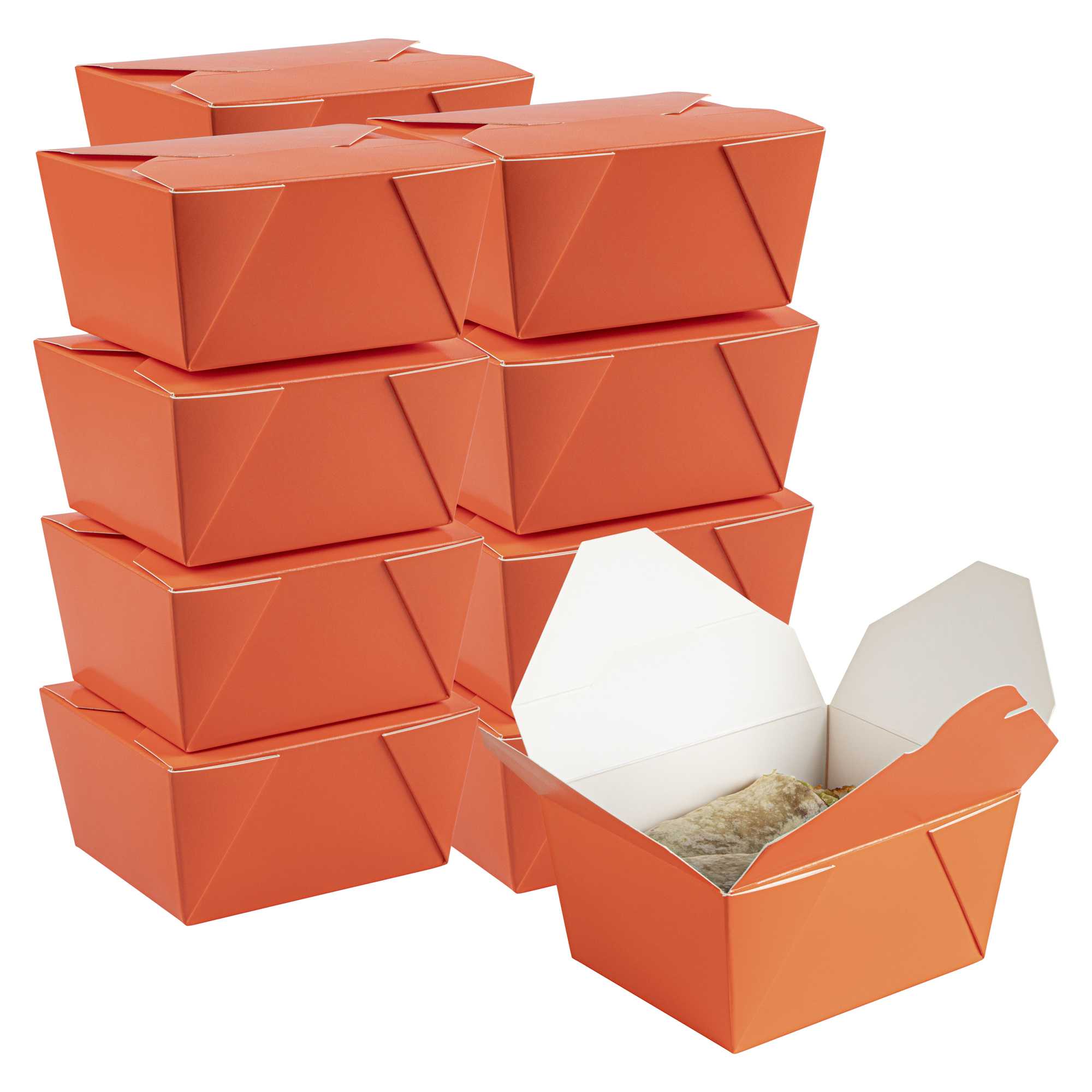 Bio Tek 30 oz Rectangle Tangerine Orange Paper #1 Bio Box Take Out Container - 5" x 4" x 2 1/2" - 200 count box