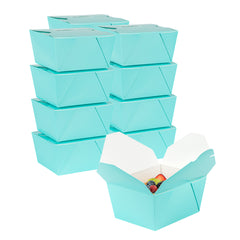Bio Tek 30 oz Rectangle Turquoise Paper #1 Bio Box Take Out Container - 5