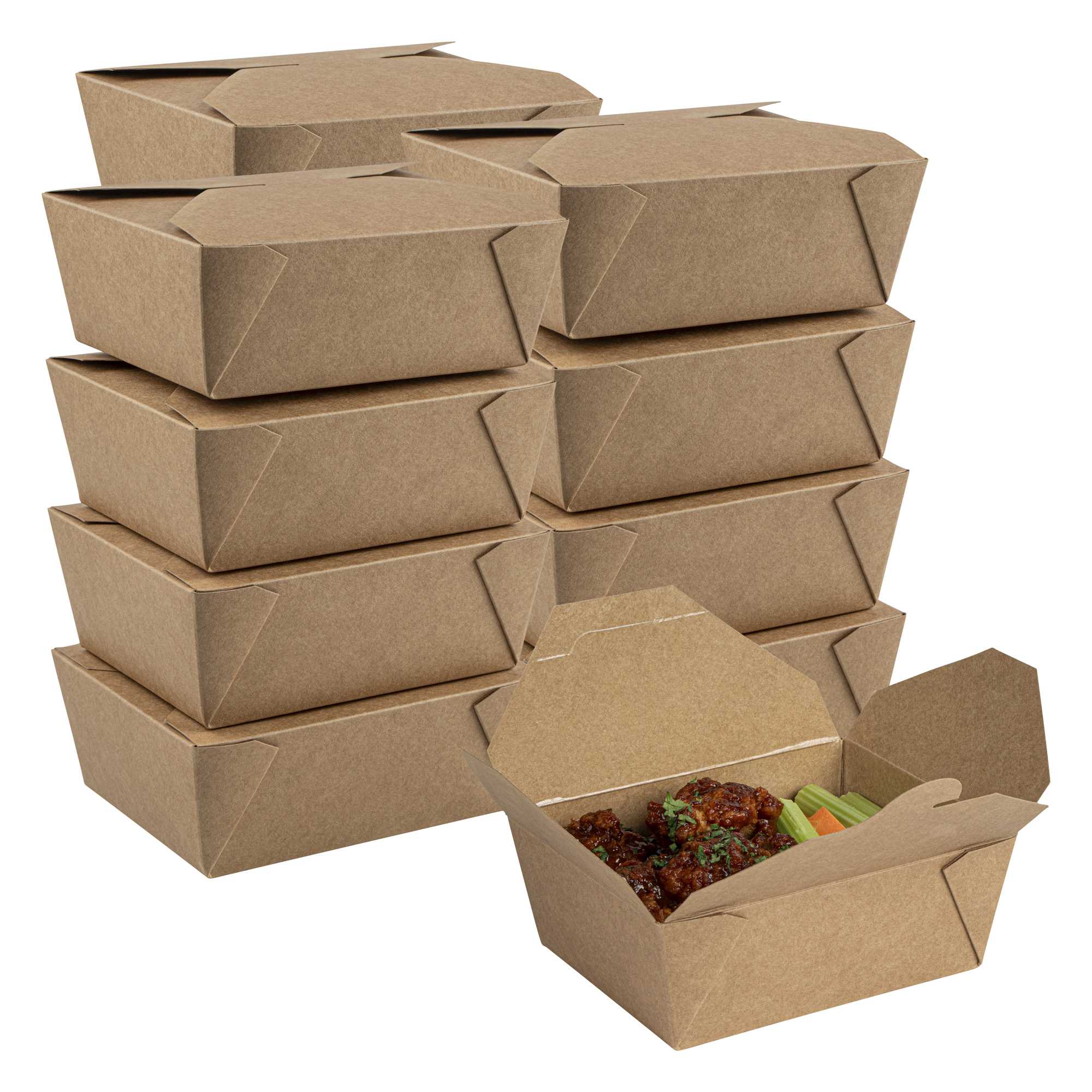 Bio Tek 45 oz Rectangle Kraft Paper #8 Bio Box Take Out Container - 6 3 ...