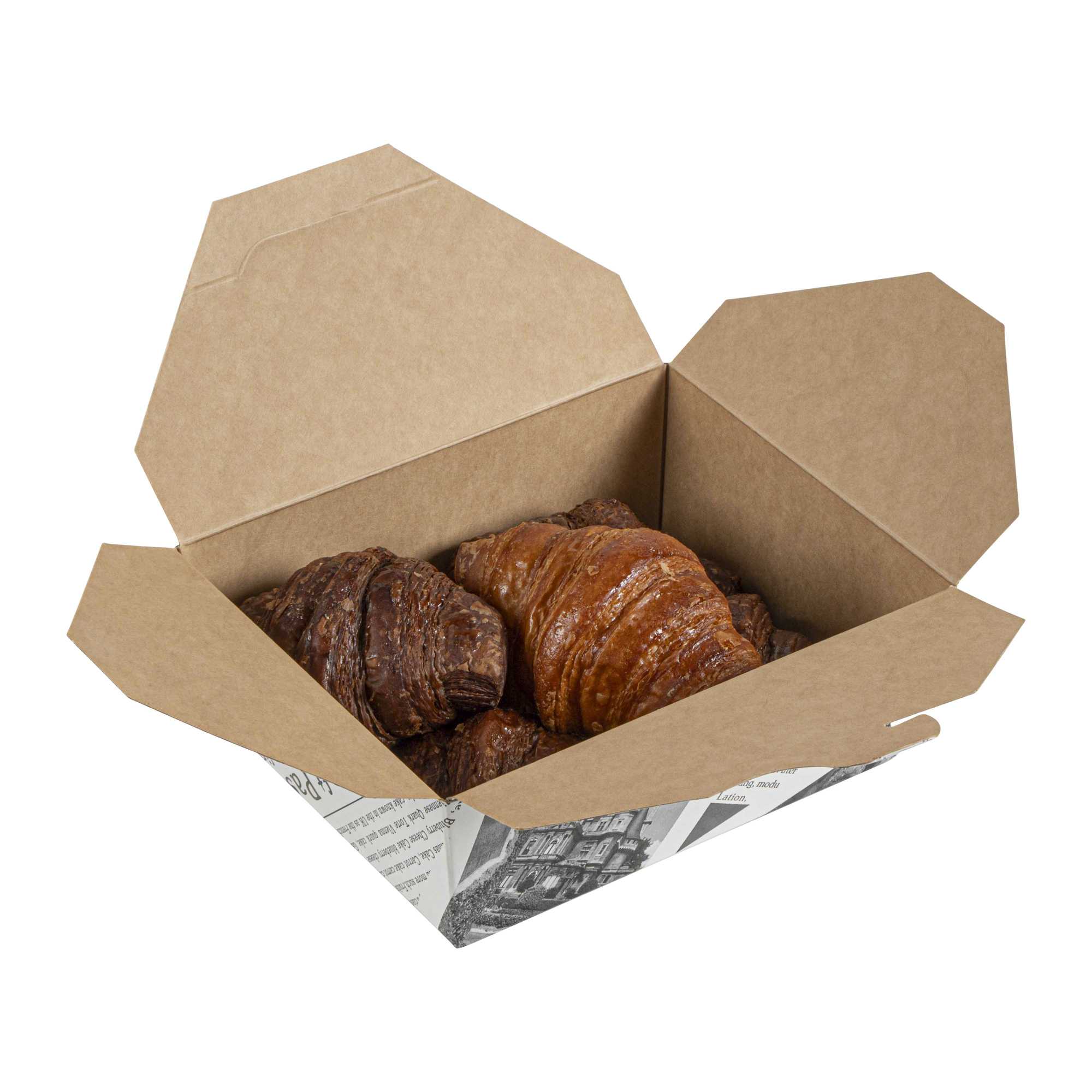 Bio Tek 45 oz Rectangle Newsprint Paper #8 Bio Box Take Out Container - 6 3/4" x 5 1/2" x 2 1/2" - 200 count box