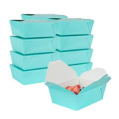 Bio Tek 45 oz Rectangle Turquoise Paper #8 Bio Box Take Out Container - 6 3/4
