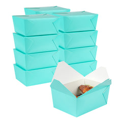 Bio Tek 98 oz Rectangle Turquoise Paper #4 Bio Box Take Out Container - 8 1/2