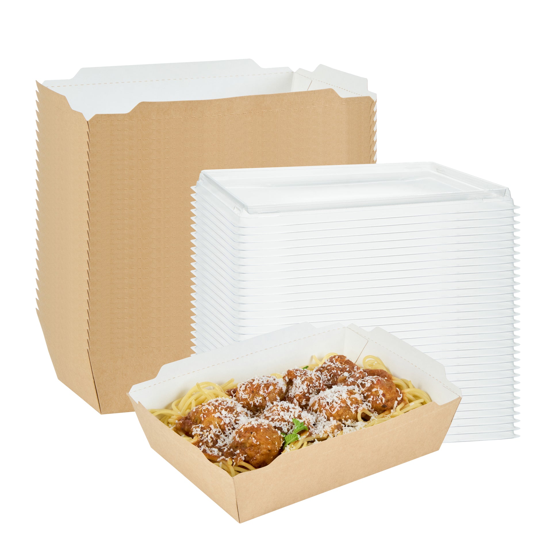 Cafe Vision 34 oz Rectangle Kraft Paper Medium Click Lock Container - 7 1/2" x 5 1/2" x 1 3/4" - 200 count box
