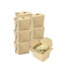 Bio Tek 8 oz Square Kraft Paper Noodle Take Out Container - 2 3/4