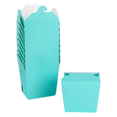 Bio Tek 8 oz Square Turquoise Paper Noodle Take Out Container - 2 3/4