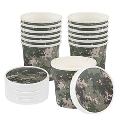 Bio Tek Round Camouflage Paper Soup Container Lid - Fits 12 oz - 200 count box