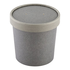 Bio Tek Round Gray Paper Soup Container Lid - Fits 12 oz - 200 count box