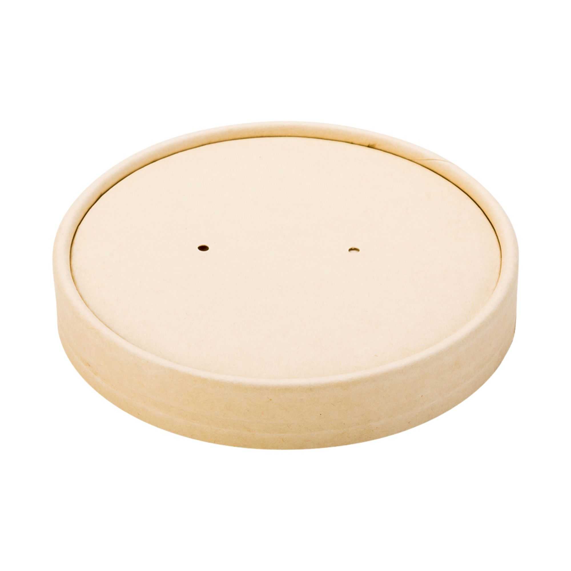Bio Tek Round Bamboo Paper Soup Container Lid - Fits 16 oz - 200 count box