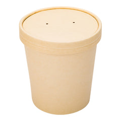 Bio Tek Round Bamboo Paper Soup Container Lid - Fits 16 oz - 25 count box