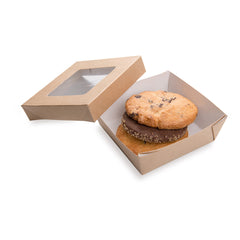 Cafe Vision 34 oz Square Kraft Paper Large Take Out Container - 6