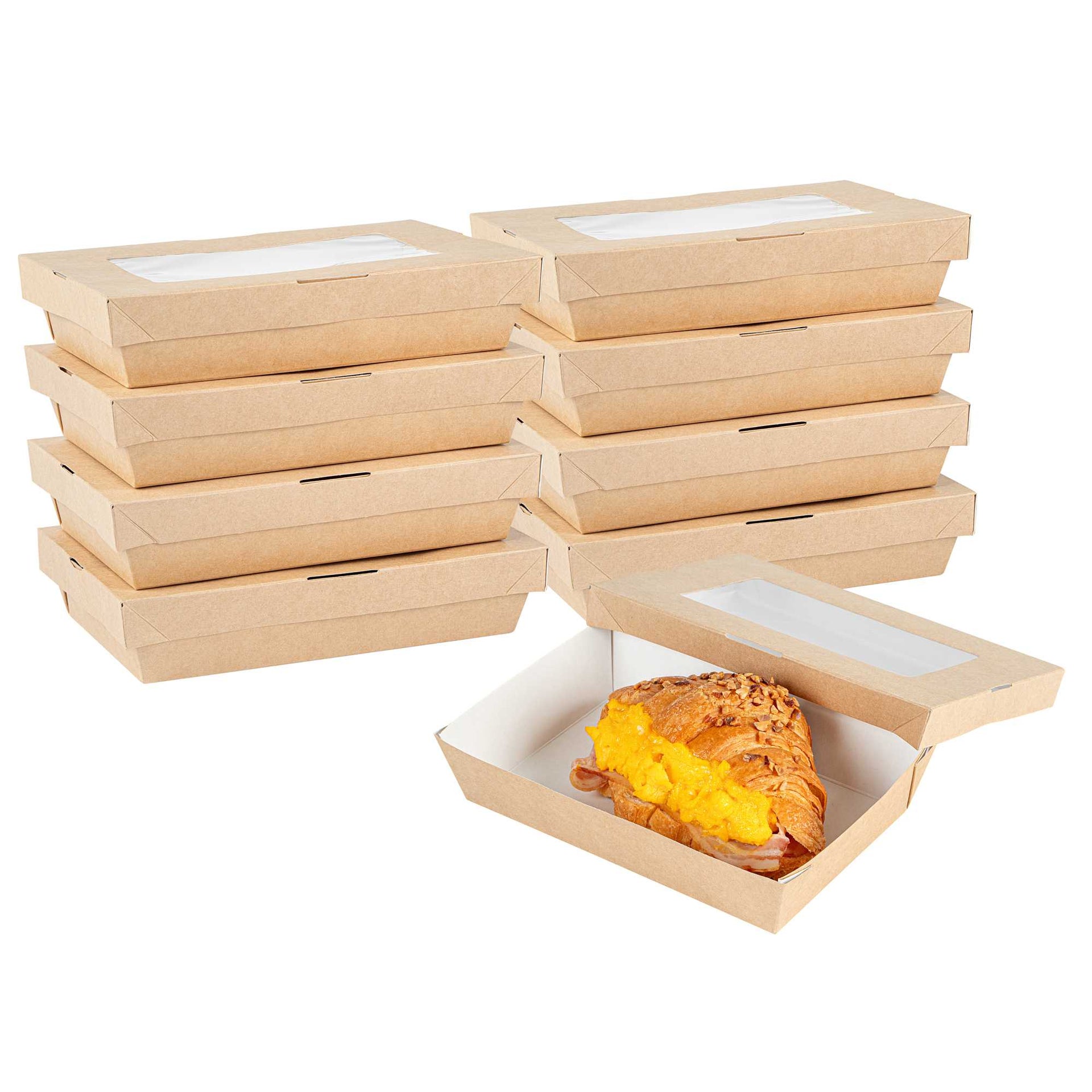 Cafe Vision 28 oz Rectangle Kraft Paper Small Take Out Container - 7 1/2" x 5" x 1 1/2" - 200 count box
