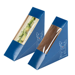 Cafe Vision Triangle Frenchie Paper Small Sandwich Box - 4 3/4