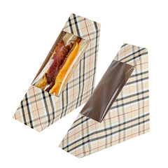 Cafe Vision Triangle Plaid Paper Small Sandwich Box - 4 3/4