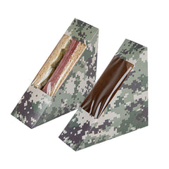 Cafe Vision Triangle Camouflage Paper Small Sandwich Box - 4 3/4