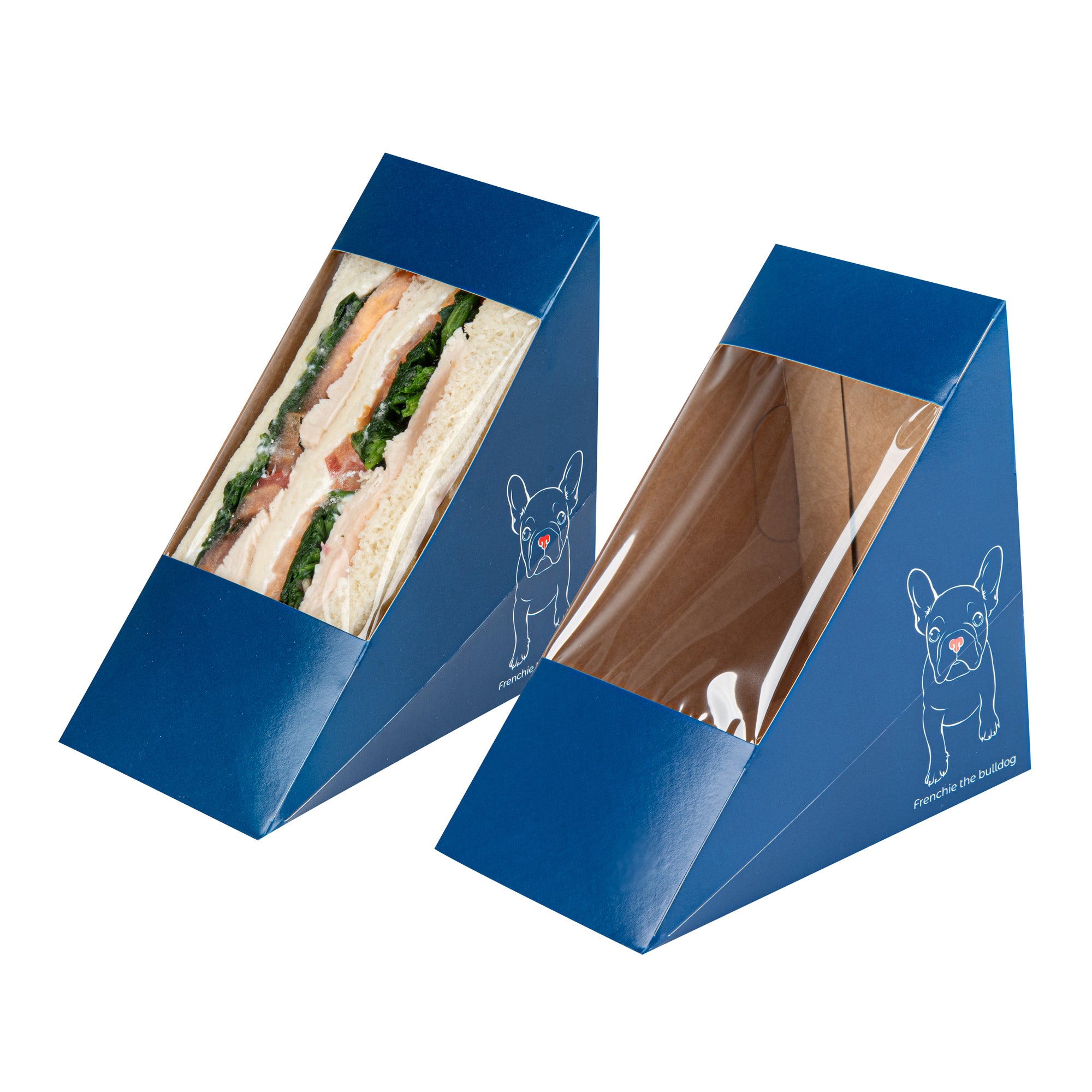 Cafe Vision Triangle Frenchie Paper Medium Sandwich Box - 4 3/4" x 4 3/4" x 2 3/4" - 25 count box