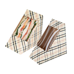 Cafe Vision Triangle Plaid Paper Large Sandwich Box - 4 3/4