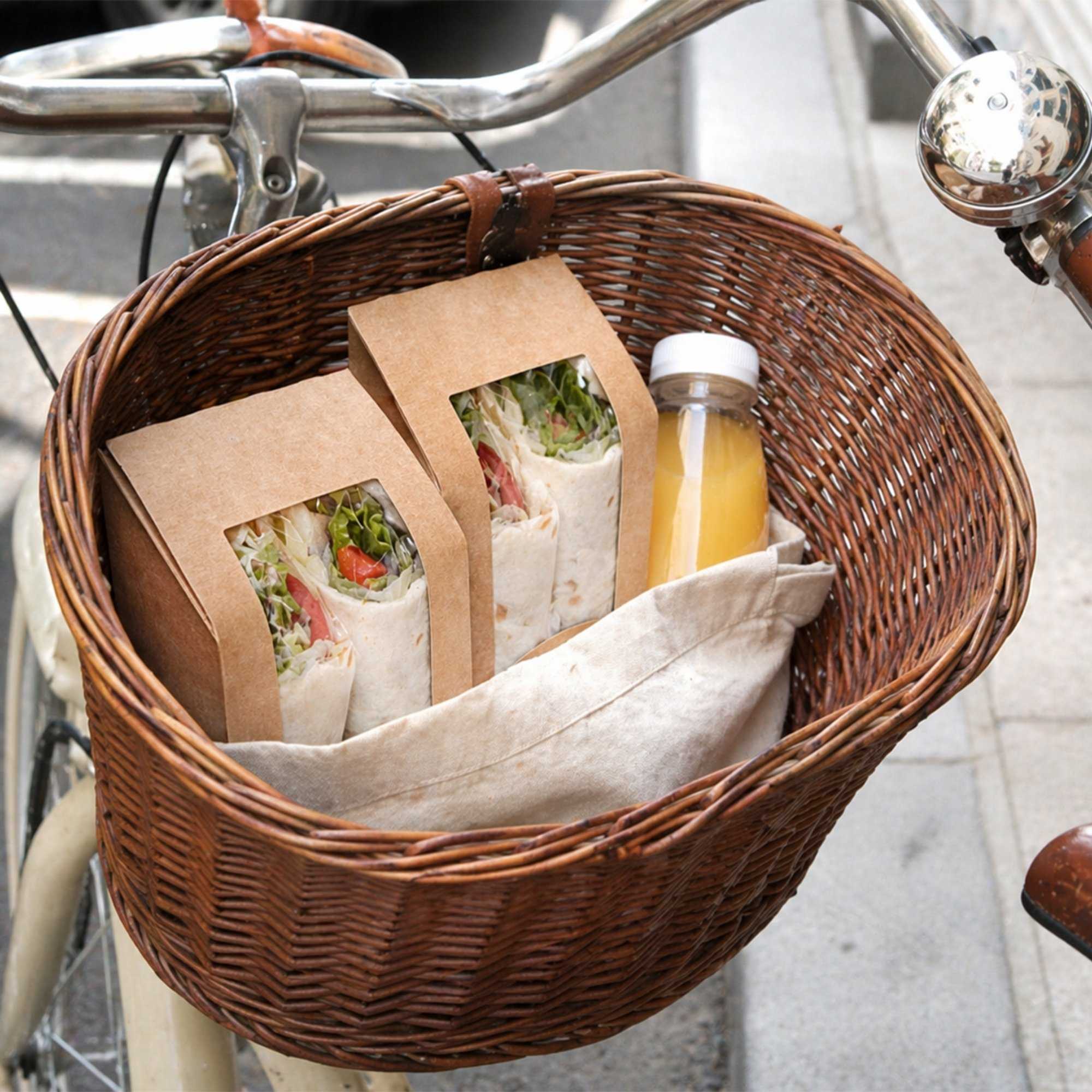 Cafe Vision Rectangle Kraft Paper Sandwich / Wrap Take Out Container - Angle Cut - 6" x 3 3/4" x 2" - 200 count box