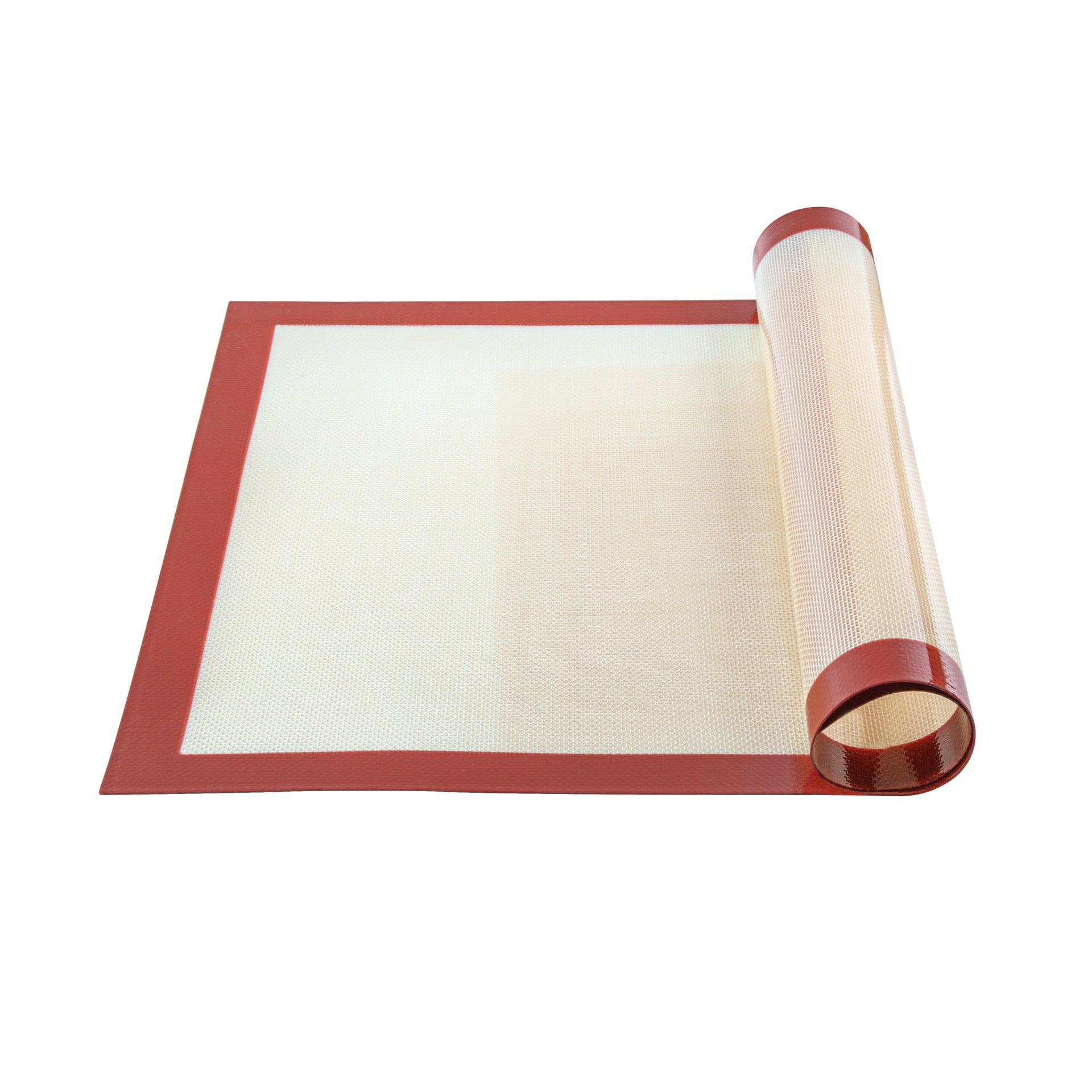 Pastry Tek Rectangle Tan and Red Silicone Full Size Baking Mat - Ultra Durable - 15 3/4" x 23 1/2" - 1 count box