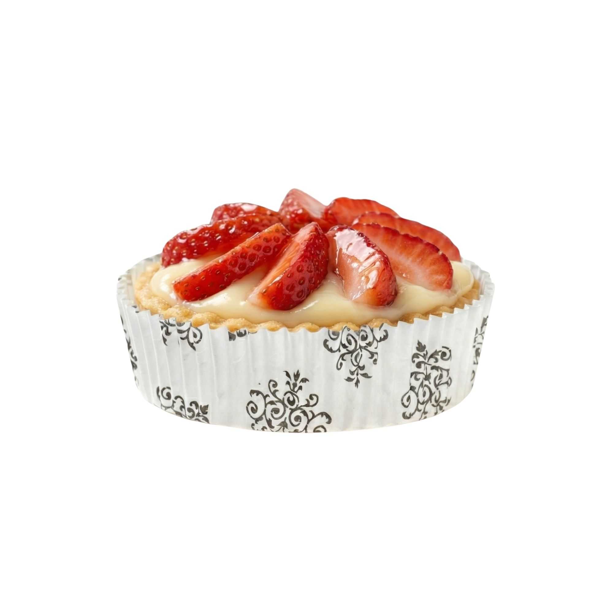 Panificio 4 oz Round Vintage Floral Paper Baking Cup - Ridged - 3 1/2" x 3 1/2" x 1" - 200 count box
